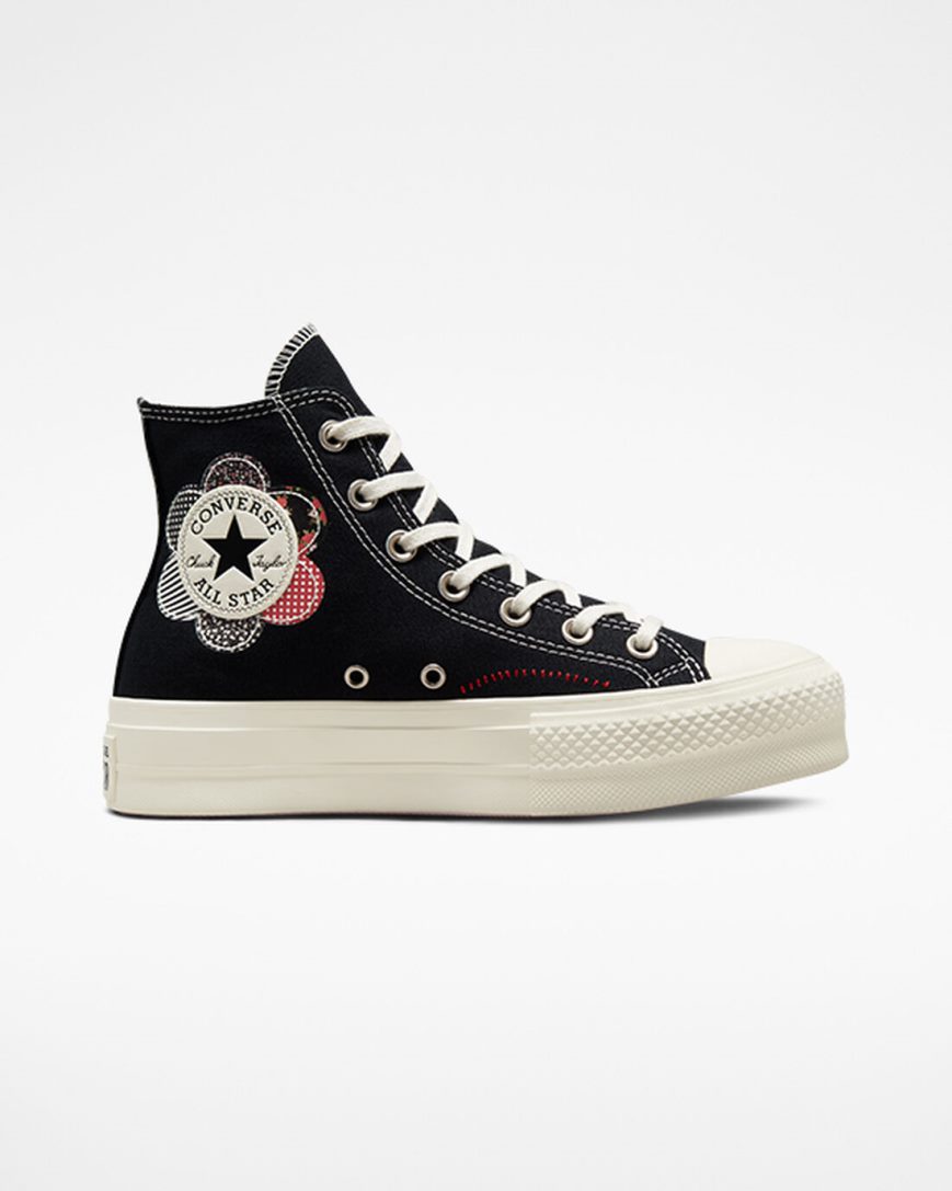 Topanky Na Platforme Converse Chuck Taylor All Star Lift Crafted Patchwork Vysoke Damske Čierne Červené | SK DEONI8